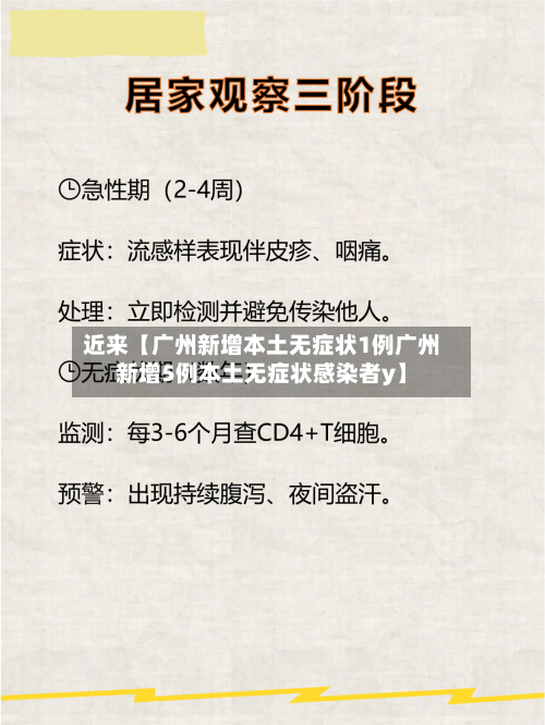 近来【广州新增本土无症状1例广州新增5例本土无症状感染者y】