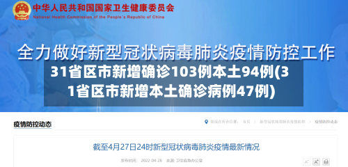 31省区市新增确诊103例本土94例(31省区市新增本土确诊病例47例)