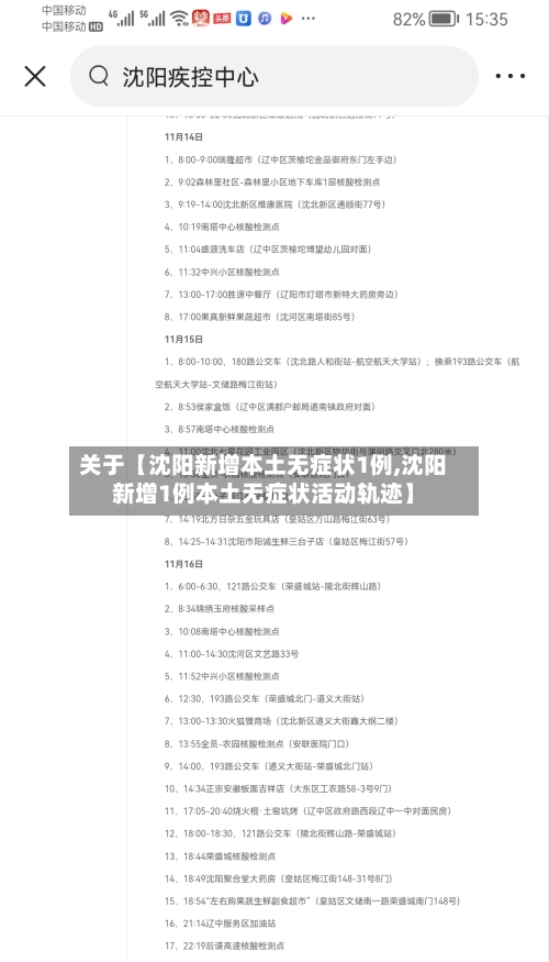 关于【沈阳新增本土无症状1例,沈阳新增1例本土无症状活动轨迹】