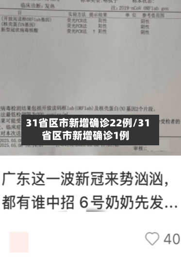 31省区市新增确诊22例/31省区市新增确诊1例