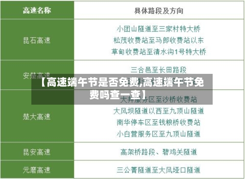 【高速端午节是否免费,高速端午节免费吗查一查】-第2张图片