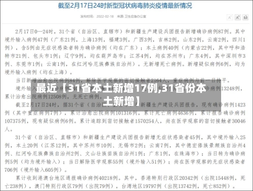 最近【31省本土新增17例,31省份本土新增】