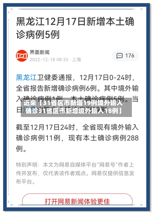 近来【31省区市新增19例境外输入确诊31省区市新增境外输入18例】-第2张图片
