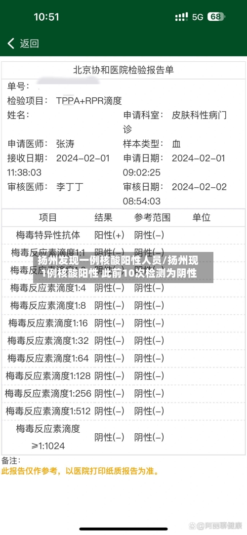 扬州发现一例核酸阳性人员/扬州现1例核酸阳性 此前10次检测为阴性